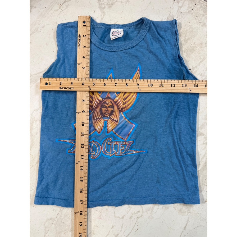 Angel Band Tank Top Women M Blue Fair 1977 Vintage Cut Off USA made Athtex Tee - Picture 6 of 6